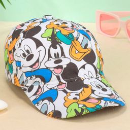 Babyhug Disney Cotton Summer Cap With Mickey Mouse Family All Over Print - Multicolor-image-8