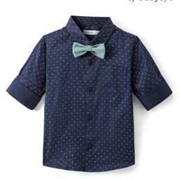 Babyoye Full Sleeves Cotton Knit With Bow Print Party Shirt - Blue-image-59