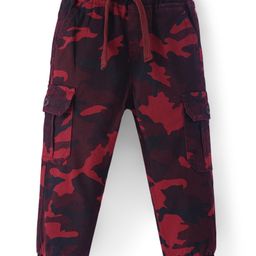 Babyhug Twill Full Length Printed Trouser - Red-image-61