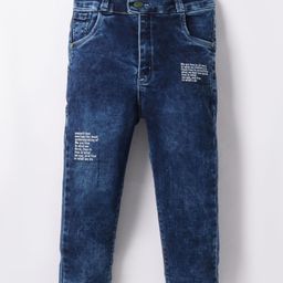 Olio Kids Woven Full Length Denim Jeans With Text Print - Blue-image-73