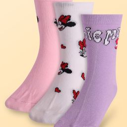 Pine Kids Disney Ankle Length Anti-Bacterial Socks With Minnie Mouse Graphics Pack Of 3 - Pink White & Lilac-7