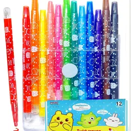 BitFeex Twist Crayons for Kids 12 Pcs Crayon Set with Coloring Book - Multicolor-picture-29