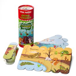 Majestic Book Club Animal Kingdom Stick Puzzle | 24pcs Double-Sided Cardboard Puzzles | 8 Fun Animal-Themed Puzzles for Learning & Play | Develops Focus & Problem-Solving Skills | Ideal for Ages 3+-16