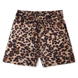 CrayonFlakes Rayon Leopard Printed With Attached Belt Shorts - Brown-image-73