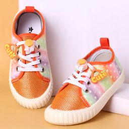 Cute Walk by Babyhug Casual Shoes with Lace Ups Closure Cute Applique & Dotted Design - Orange-image-80