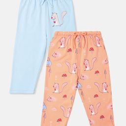 Nauti Nati Cotton Pack of 2 Animals Printed Pajamas - Peach & Blue-image-22