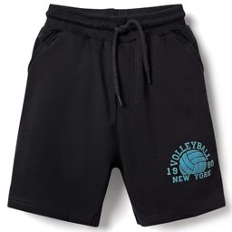 Taeko Looper Knit Knee Length Shorts With Text Print - Black-image-80