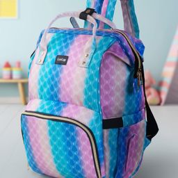 Luvlap Multifunctional Waterproof Diaper Bag-Backpack Cum Tote Bag Butterfly Print - Pink & Blue-image-57