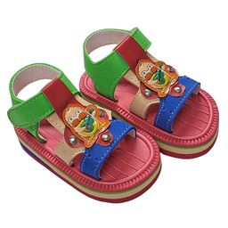 yoyo Penguin Patch Detailed Velcro Closure Sandals - Red-image-87