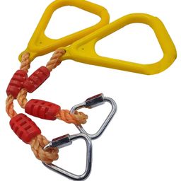 pleggo Hop N Play Triangle Hanging Ninja Rings Set of 2 with Delta Quick Links, Monkey bar Rings (Yellow) image 2