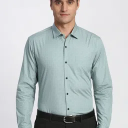 Peter England Men Micro Ditsy Printed Spread Collar Pure Cotton Formal Shirt-picture-44