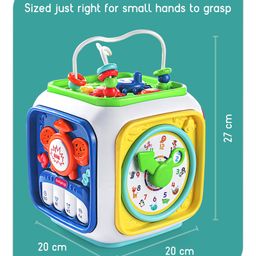 Babyhug All In One Activity Cube Musical Piano With Projector 6 Interactive Side Of Play Shape Sorter Analog Clock Educational Toy - Multicolour image 3