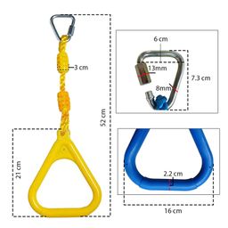 pleggo Hop N Play Triangle Hanging Ninja Rings Set of 2 with Delta Quick Links, Monkey bar Rings (Yellow) image 3