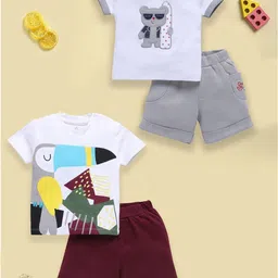 BABY GO Boys Pack Of 2 Printed Round Neck Pure Cotton T-shirt With Shorts-45