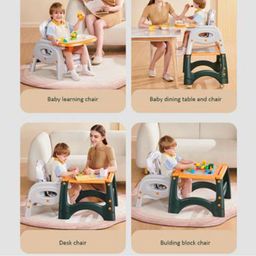 fab n funky Multifunctional 3 In 1 High Chair & Table For Toddler With Backrest & Plate Adjustment & Wheels - Blue image 4