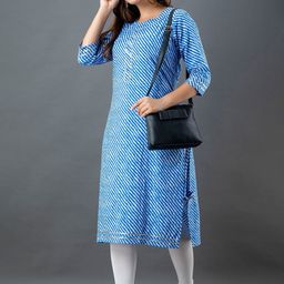 SINSINI Women Leheriya Printed Leheriya Daily Cotton Straight Kurta-image-22