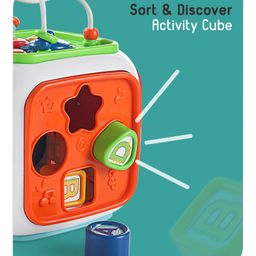 Babyhug All In One Activity Cube Musical Piano With Projector 6 Interactive Side Of Play Shape Sorter Analog Clock Educational Toy - Multicolour image 5
