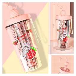 BitFeex Creative Straw Rotate Up Down Reusable Glitter Tumbler Sipper Cup With Lid and Straw - 400 ml (Colour May Vary) image 5