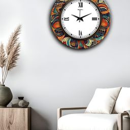 OLIVE TREE White & Black Printed Round Shaped Contemporary Wall Clock-36