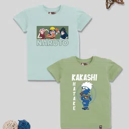 YK X Minute Mirth Boys Pack of 2 Naruto Printed Pure Cotton T-shirt-27