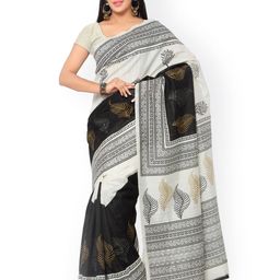 Saree mall Off-White & Black Art Silk Printed Saree-picture-7