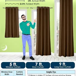 Lunar Days Coffee Brown Polyester Window Curtains image 4