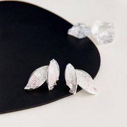 Estailo fashion Artificial Stones Studded Leaf Shaped Studs-image-1