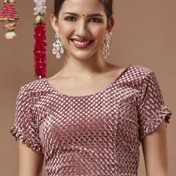 SALWAR STUDIO Self-Design Velvet Non Padded Readymade Blouse-37