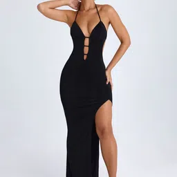CLAFOUTIS Halter Neck Bodycon Maxi Dress With Cut-Outs-picture-13