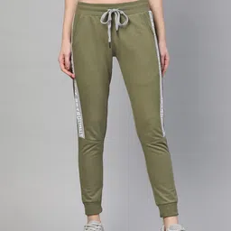 M7 by Metronaut Women Olive Green Printed Detail Slim Fit Track Pants-image-69