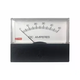RS PRO Analogue Panel Ammeter 50 (Input) A DC 76x74 mm ±1.5 % Moving Coil, 1862530-13