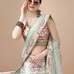 SAPTRANGI Embellished Beads And Stones Ready To Wear Lehenga & Blouse With Dupatta-image-2