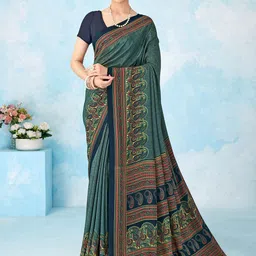 all about you Ethnic Motifs Pure Crepe Bagru Saree-image-74