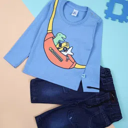 V-Mart Boys Printed Pure Cotton T-shirt With Capris-42