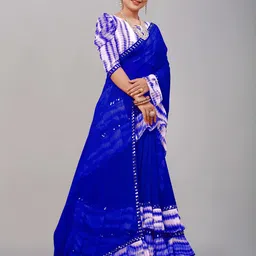 limtd Colourblocked Pure Georgette Block Print Saree image 2