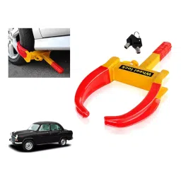 Auto Pearl Adjustable Anti Theft Yellow, Red Wheel Clamp Lock for Volkswagen Ameo 1.0MPI Comfortline-image-21