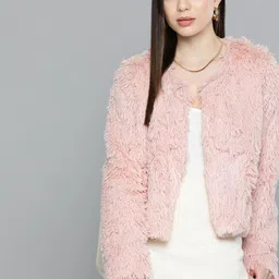 Chemistry Faux Fur Fringed Open Front Jacket-picture-16