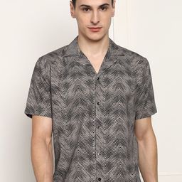 The Roadster Lifestyle Co Chevron Printed Pure Cotton Relaxed Fit Shirt-image-41