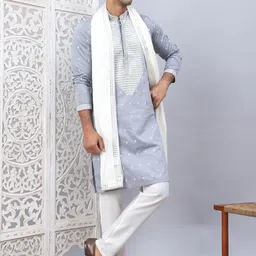 Jompers Men Embroidered Regular Sequinned Kurta with Pyjamas & With Dupatta-0