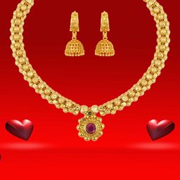 Heer Collection Gold-Plated Necklace and Earrings-image-48