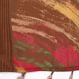 AMRUTKALA SAREES Abstract Printed Block Print Saree with Blouse Piece image 2