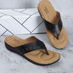 TRASE Women Black & Brown Laser Cuts Flats-31