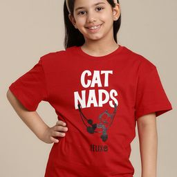 Kids Ville Girls Printed Pure Cotton Relaxed Fit Tshirts-image-95