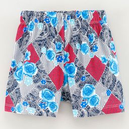 CrayonFlakes Floral Printed Shorts - Blue & Red-image-1