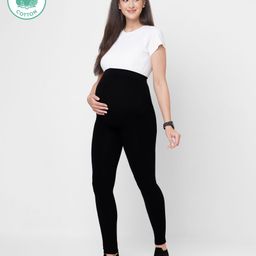 ECOMAMA super soft Bamboo Fibre Antimicrobial Seamless maternity legging - Black-image-7