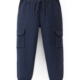 Pine Kids Full Length Cotton Elastane Solid Trouser - Dark Navy-image-90