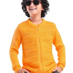 Pine Kids Full Sleeves Front Zipper Cable Knit Sweater - Mustard-picture-21