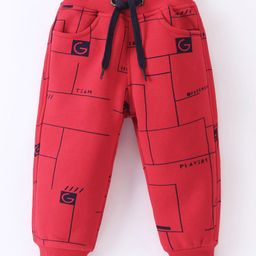 Little Kangaroos Full length Fleece and Woollen Pant Text Printed - Red-picture-13