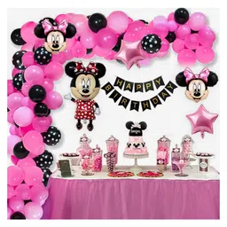 Special You Minnie Theme Birthday Decoration Items for Boys and Girls with Minnie mouse foil balloon Red pack of 64 items-picture-30