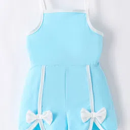 Kookie Kids Sleeveless Jumpsuit With Bow Applique- Blue-picture-10
